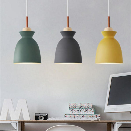 Retro Industrial Wood Wrought Iron Pendant Light