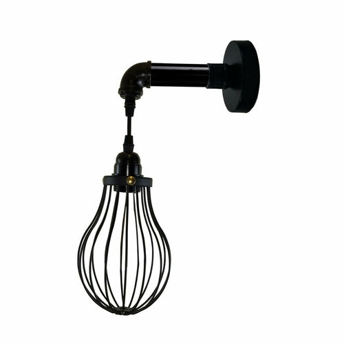 Industrial Vintage Retro Pipe Sconces Wall Light dome black Cage
