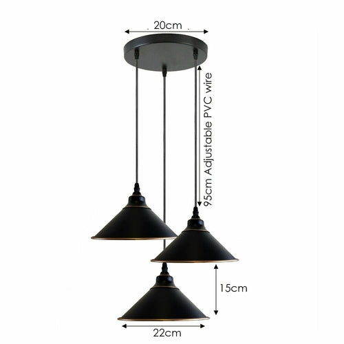 Black Cone Metal Cluster Pendant Light Shade~3708