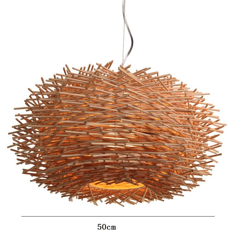 Chinese Bamboo Retro Hanging Light Fixtures Wicker Pendant Light
