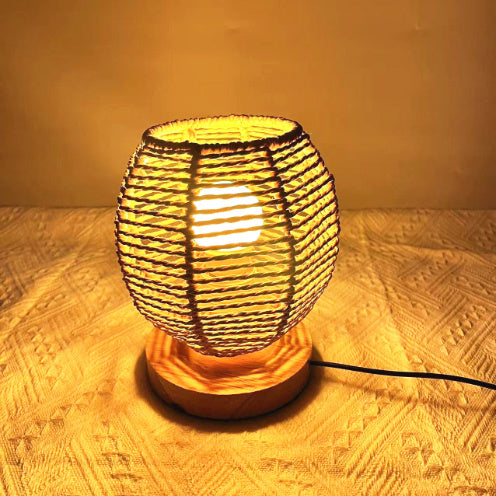 Bohemian Style Bedside Decorative Woven Creative Desktop Decoration Mushroom Table Lamp
