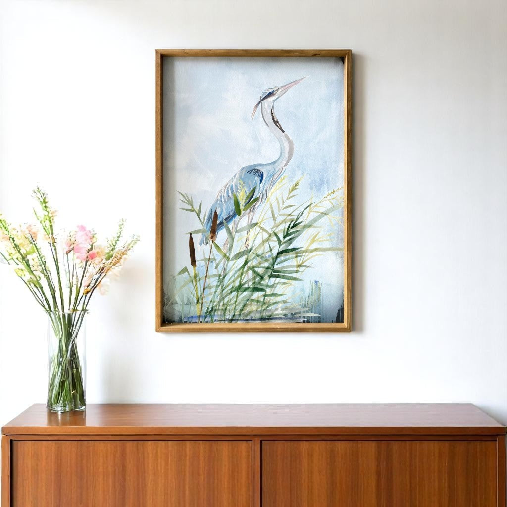 Stunning Heron Wooden Framed Canvas Wall Art Picture Frame Graphic Art
