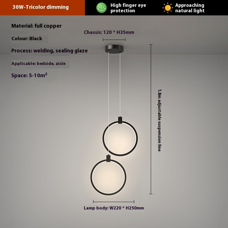 Modern Home Copper Bar Bedside Small Droplight