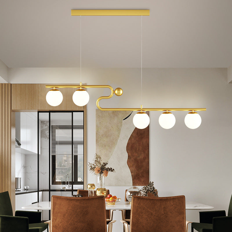 Simple Modern Creative Rectangle Dining Table Starry Chandelier