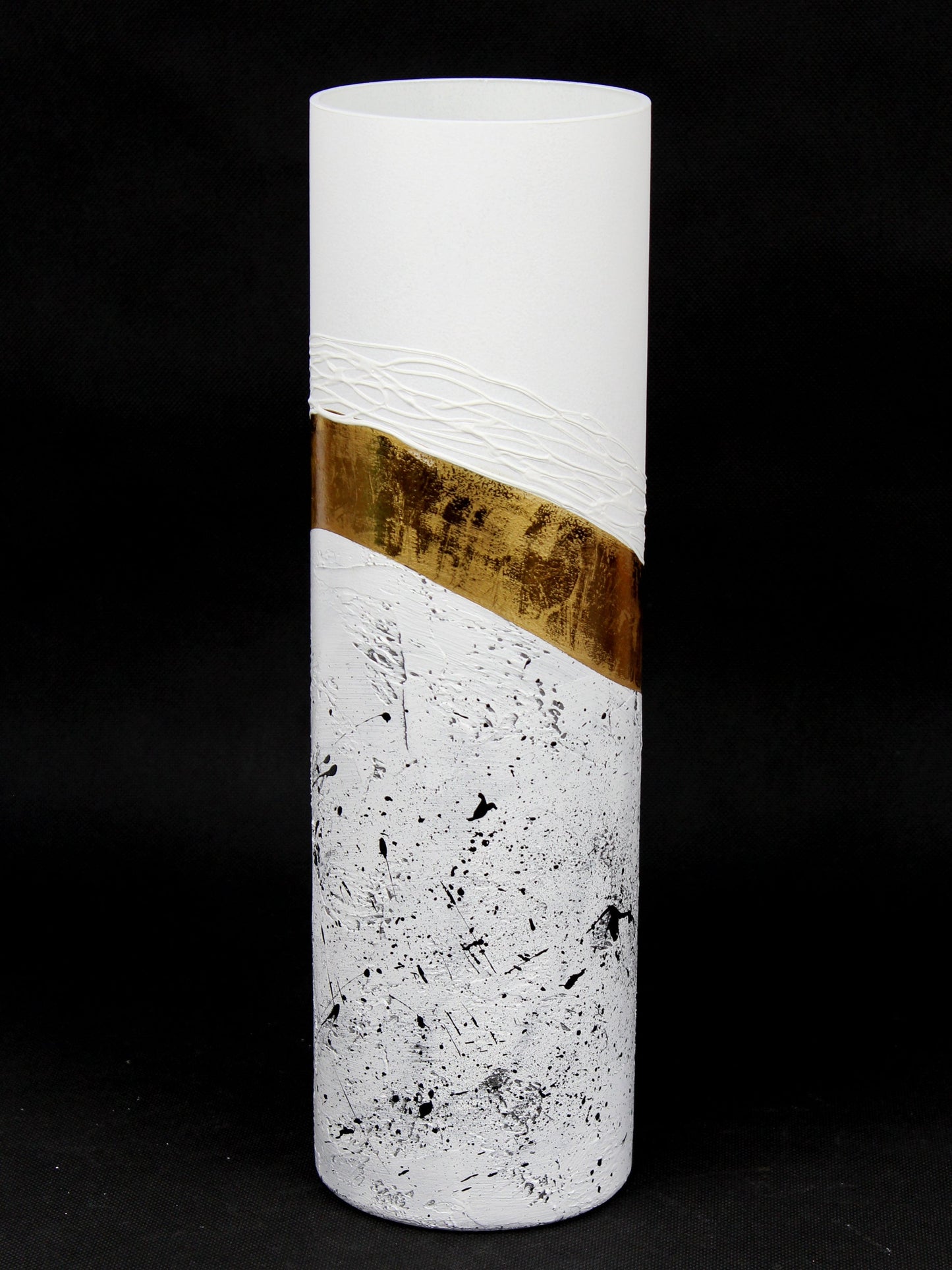 floor white art decorative glass vase 7017/400/sh344