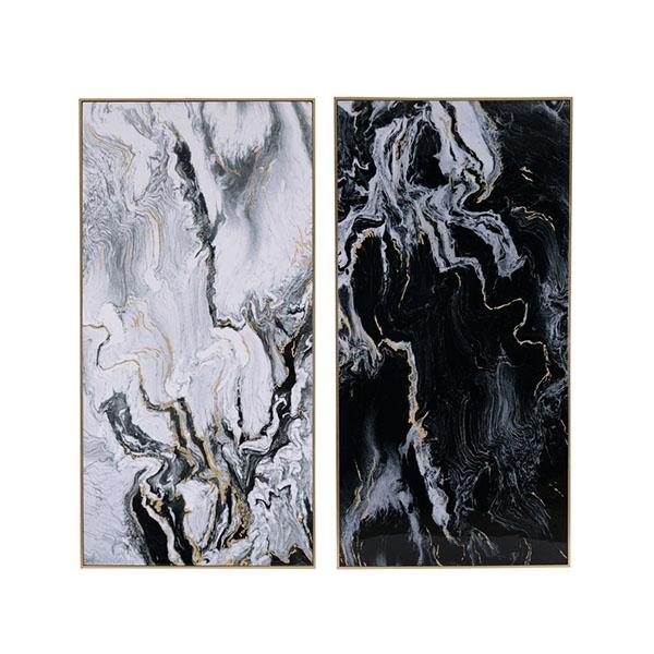 Marbled Print Wall Art Set Of 2 Long