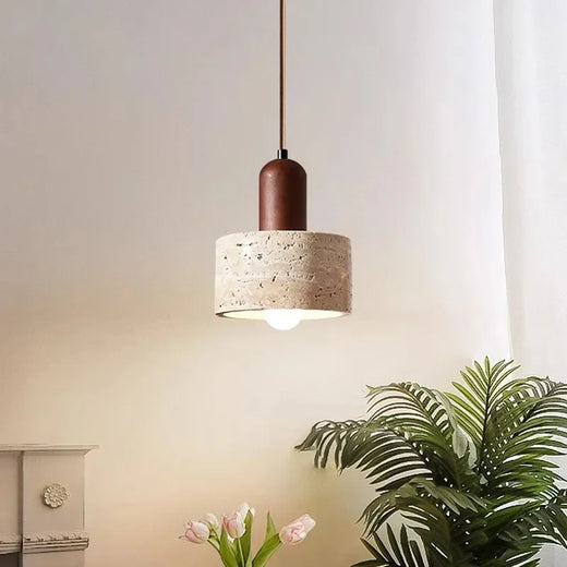Wabi Sabi Yellow Travertine Stone Pendant Light for Kitchen Island and Bedside