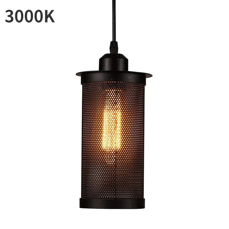 Industrial Black Iron Mesh Pendant Light