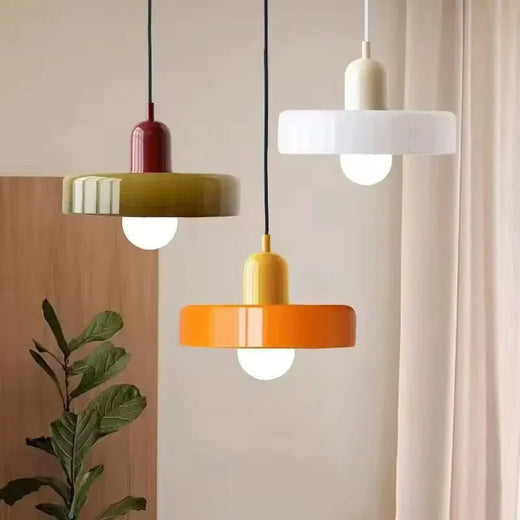 Retro Two Tone Glass Mushroom Pendant Light for Cafe and Dining Room