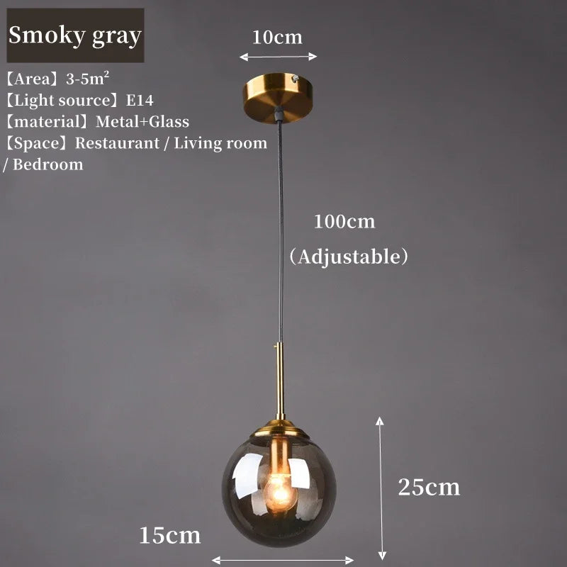 Nordic Glass Metal Pendant Light for Dining Room