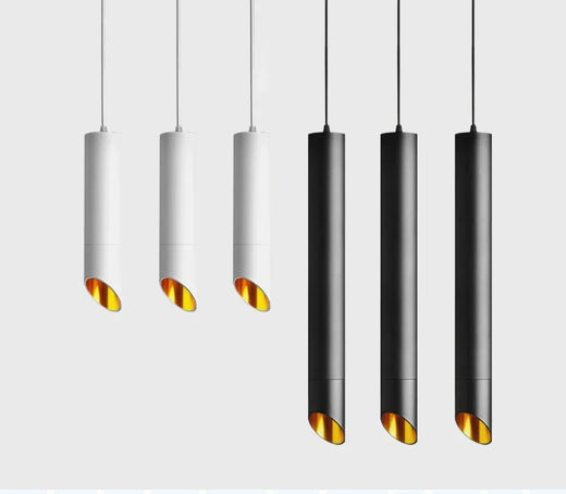 Modern Dimmable LED Spotlight Tube Pendant in Black and White for Kitchen Island