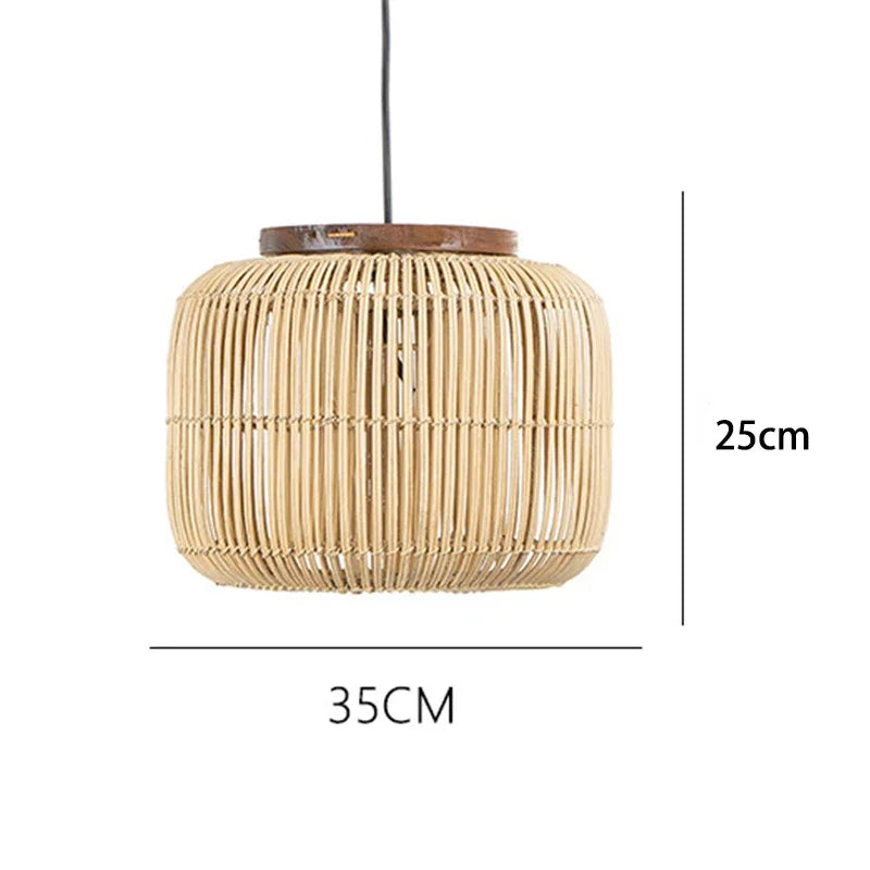 Vintage Bamboo Wood Pendant Lamp for Dining Room