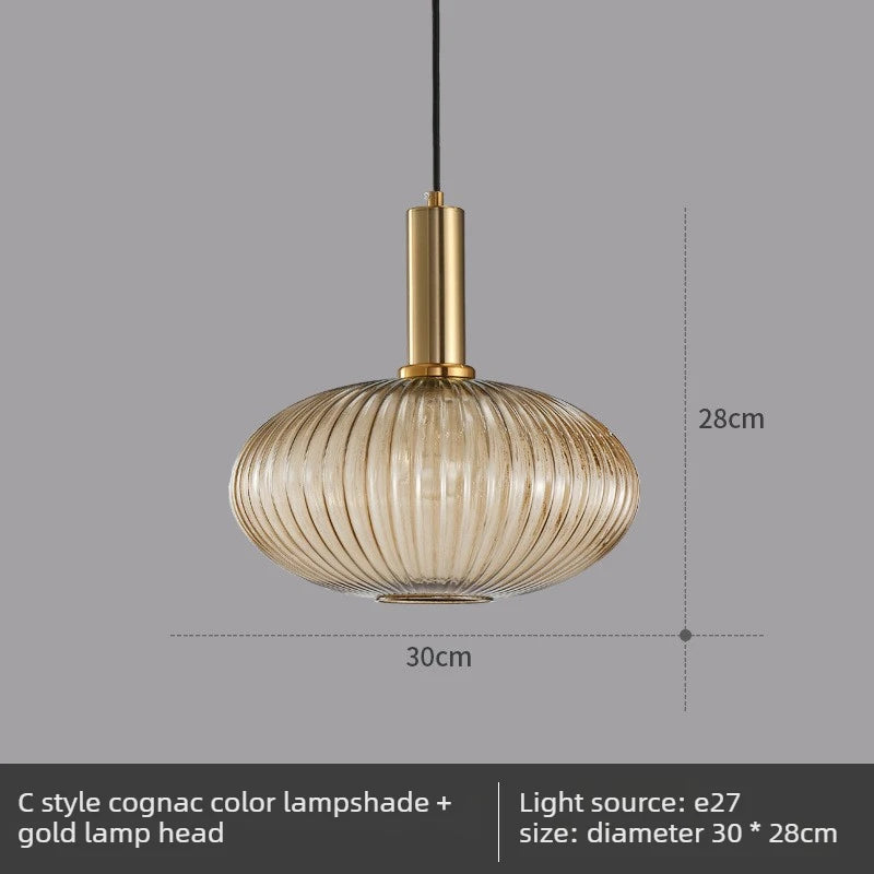 Nordic Glass Pendant Light with Copper Finish