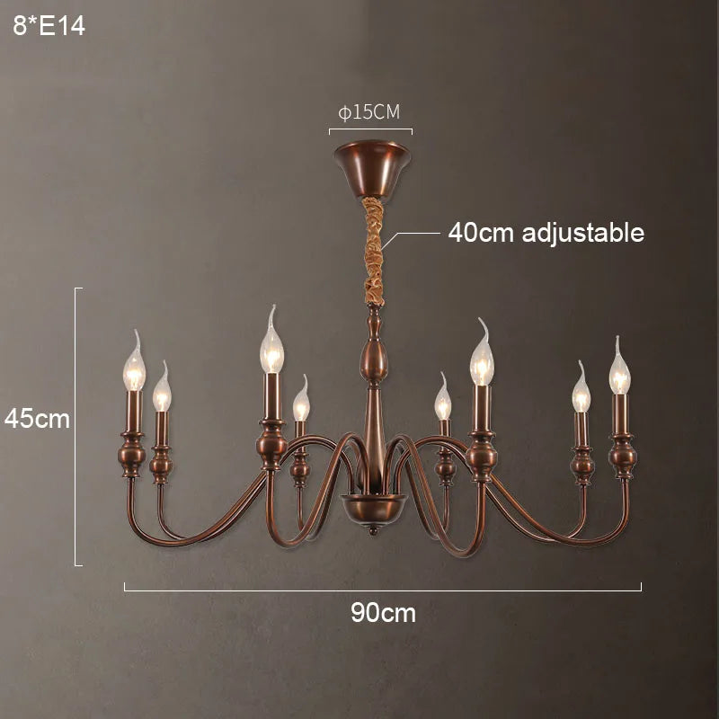 Black Iron Candle Chandelier Crystal Accents