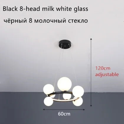 Modern Ring Glass Ball LED Chandelier Iron Frame