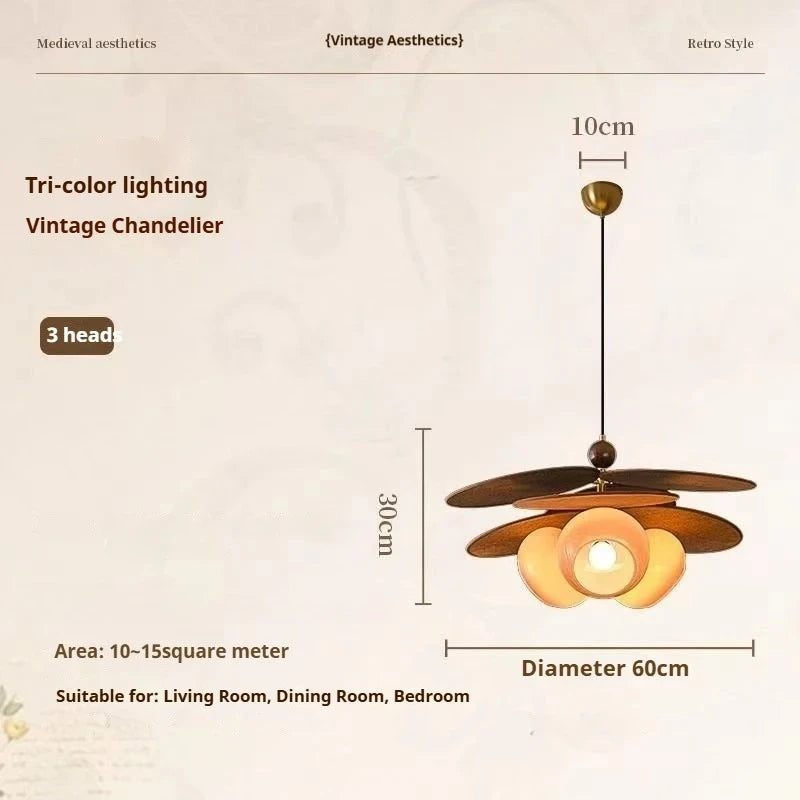 Retro Wood Pendant Light with Glass Globes