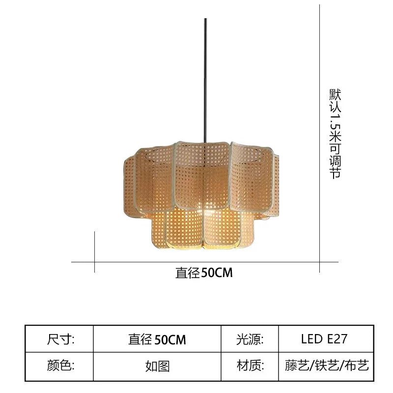 Bohemian Rattan Pendant Light for Dining Room