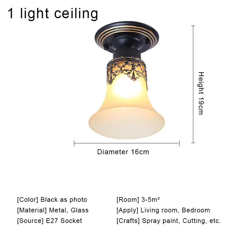 Vintage Iron Glass Pendant Chandelier Retro Loft