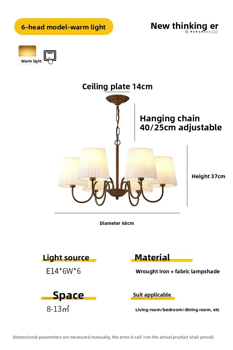 Rustic Pleated Crystal Pendant Light