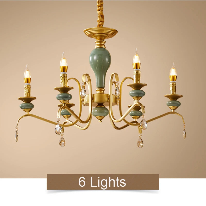 Mediterranean Ceramic Chandelier - Elegant Living Room Lighting