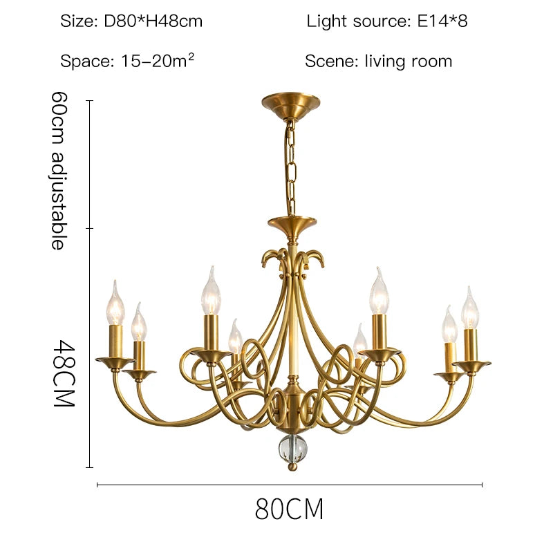 Copper Chandelier Modern Nordic Style Pendant Light