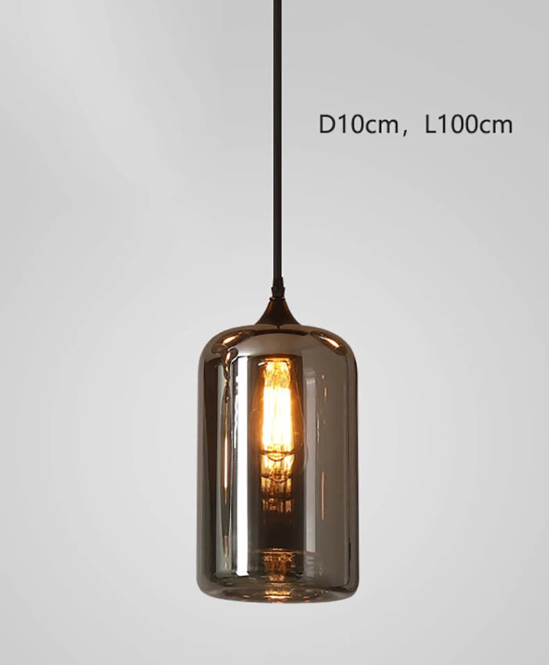 Nordic Smoke Glass Pendant Light for Dining Room