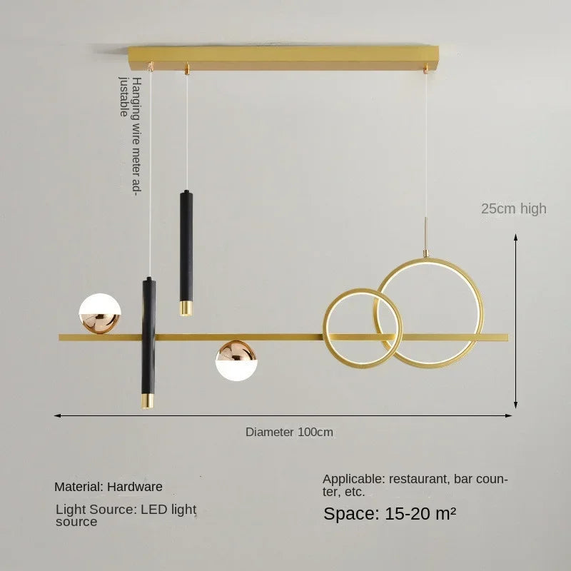 Minimalist Iron Pendant Light with Brass Accents