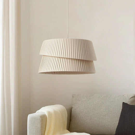 Nordic Minimalist Iron Pendant Light with Fabric Shade