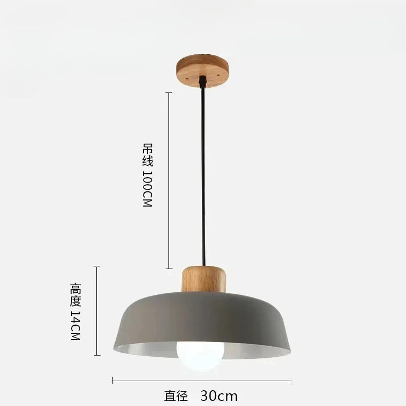 Nordic Wood Metal Pendant Light for Dining Room