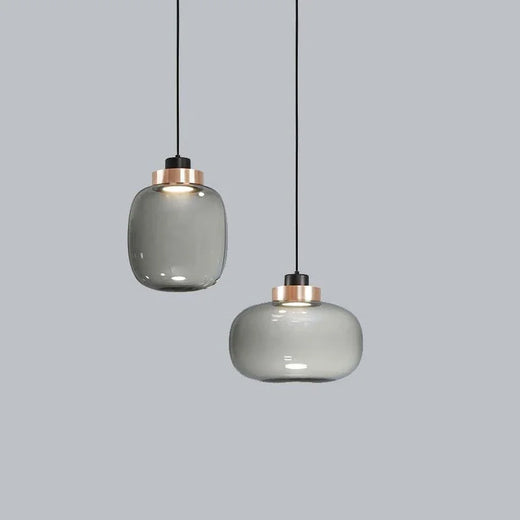 Nordic Glass Pendant Light with Copper Accent