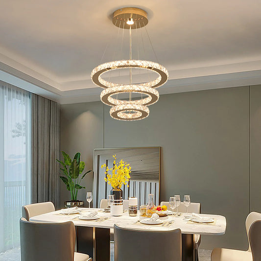 French Luxury Crystal LED Ceiling Chandelier for Living Spaces