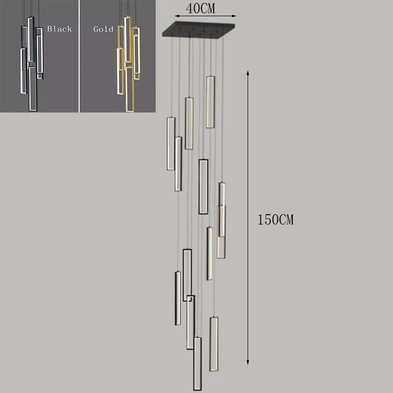 Minimalist Gold Hanging Pendant Light for Stairwell