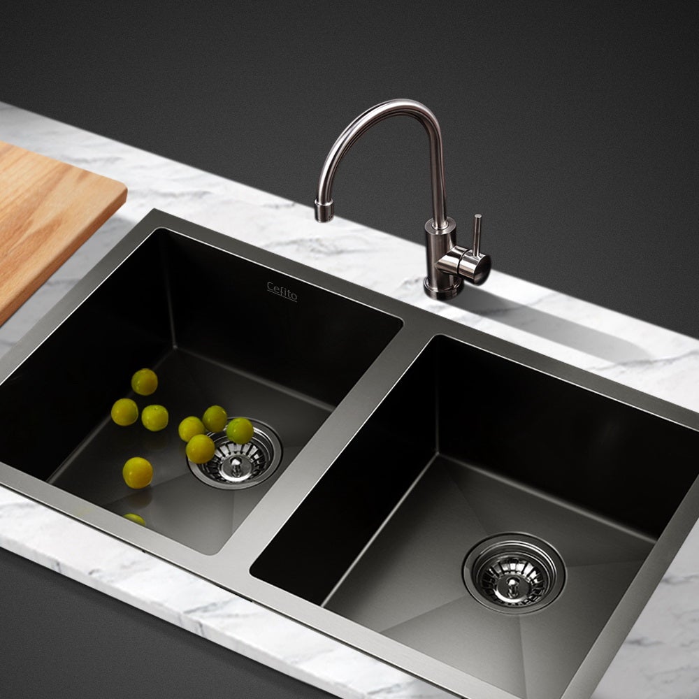Cefito 77cm x 45cm Stainless Steel Kitchen Sink Under/Top/Flush Mount