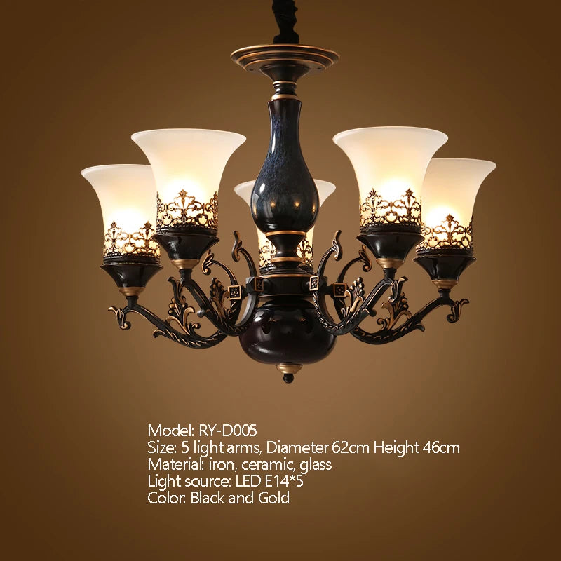 Ceramic Chandelier with E14 Socket Retro Luxurious