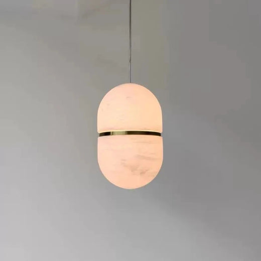 Minimalist Marble Pendant Light with Copper Accent