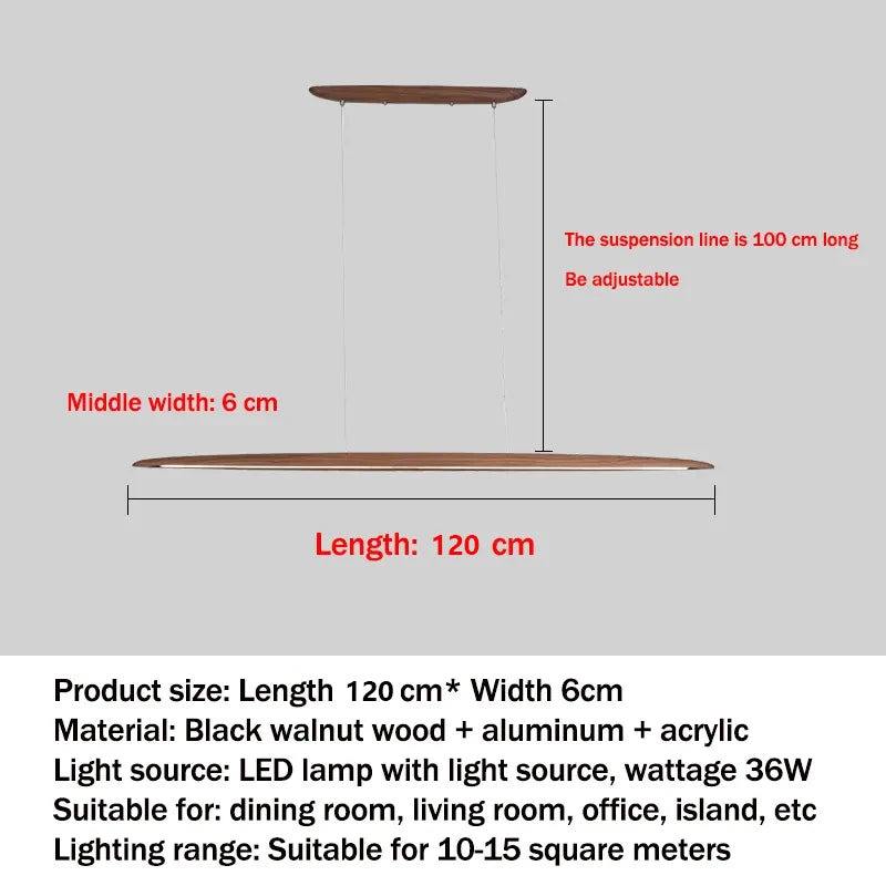Nordic Wood Pendant Light Linear LED Hanging Lamp