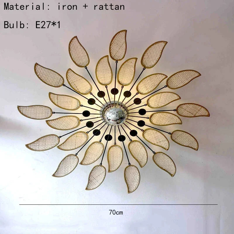 Modern Rattan Petal LED Pendant Lamp