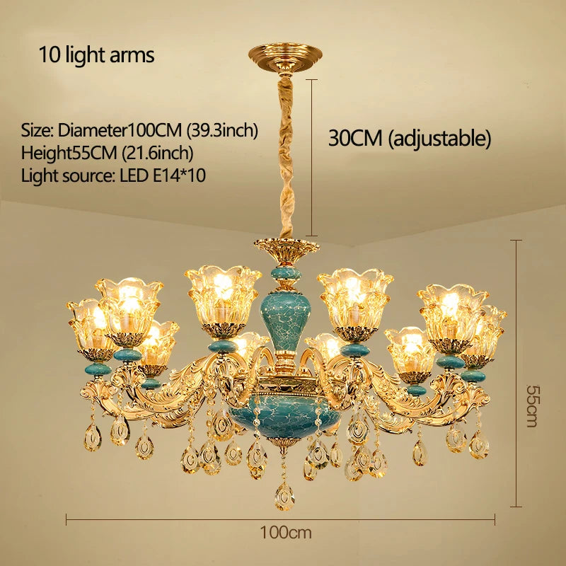 European Ceramic Chandelier Luxury Hall Light