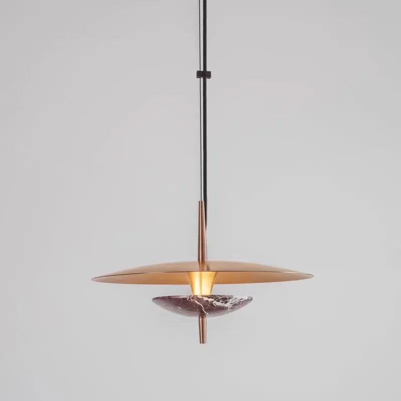 Minimalist Iron Pendant Light with Marble Detail