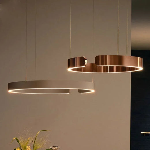 Nordic Copper Ring Pendant Light for Dining Room