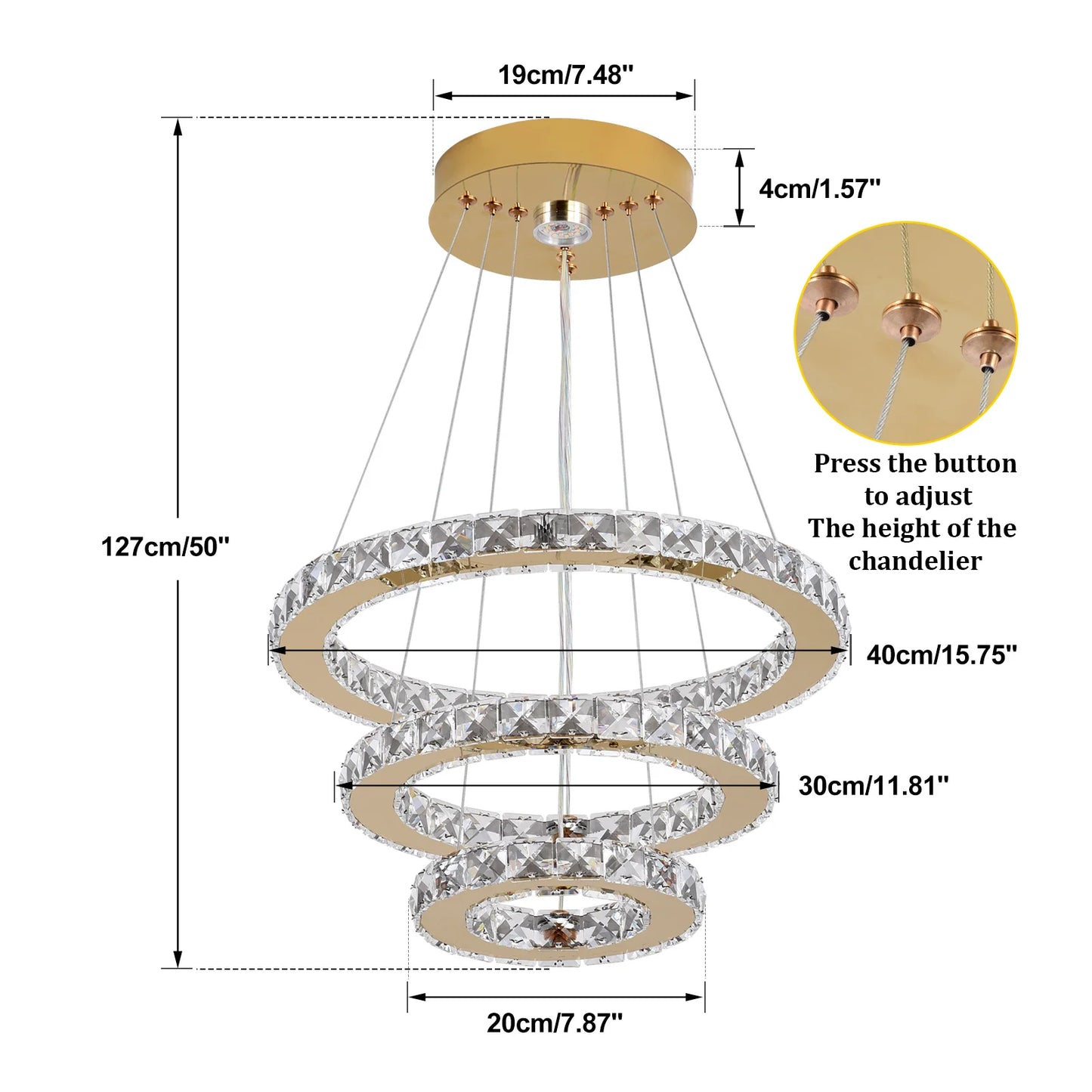 French Luxury Crystal LED Ceiling Chandelier for Living Spaces