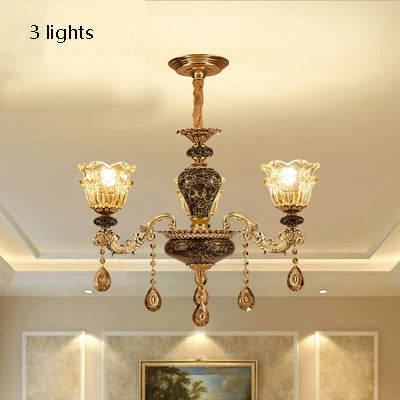French Luxury Ceramic Crystal Chandelier for Dining and Living Rooms