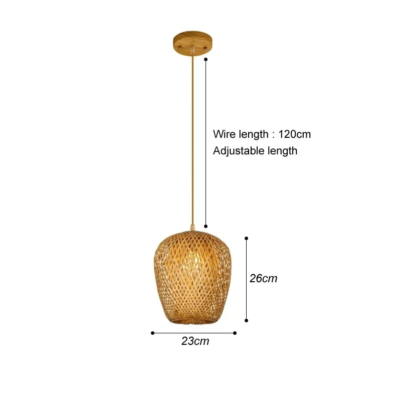 Bamboo Hand-Woven Pendant Lamp 38cm LED Ceiling Chandelier