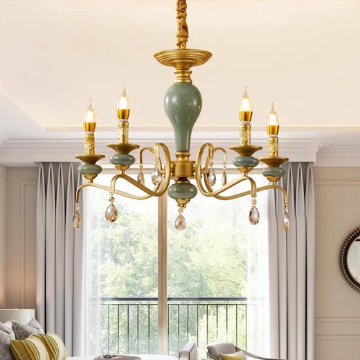 Mediterranean Ceramic Chandelier - Elegant Living Room Lighting
