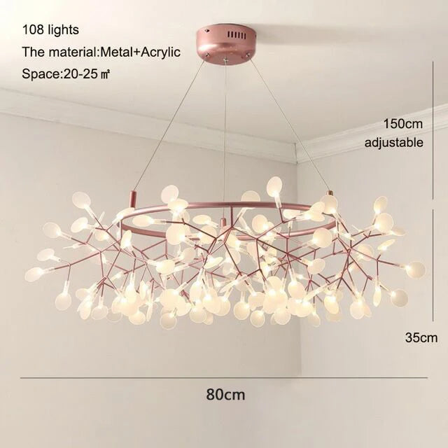 Nordic Modern Iron Chandelier Firefly Round Pendant