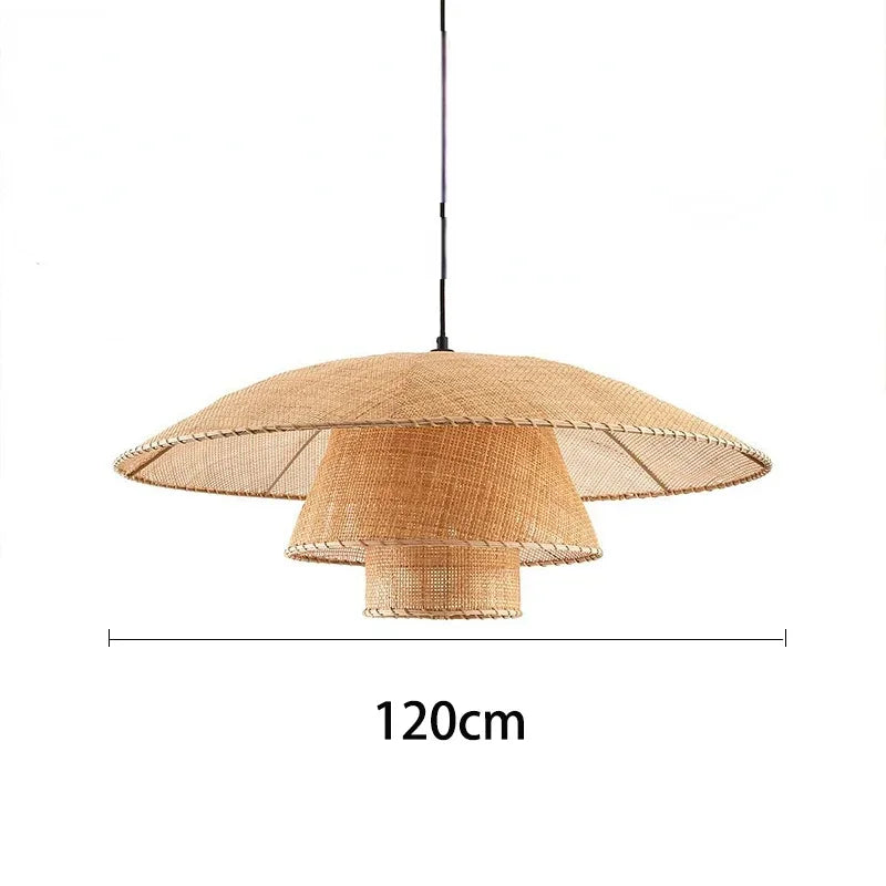 Vintage Rattan Pendant Lamp Handmade Suspension