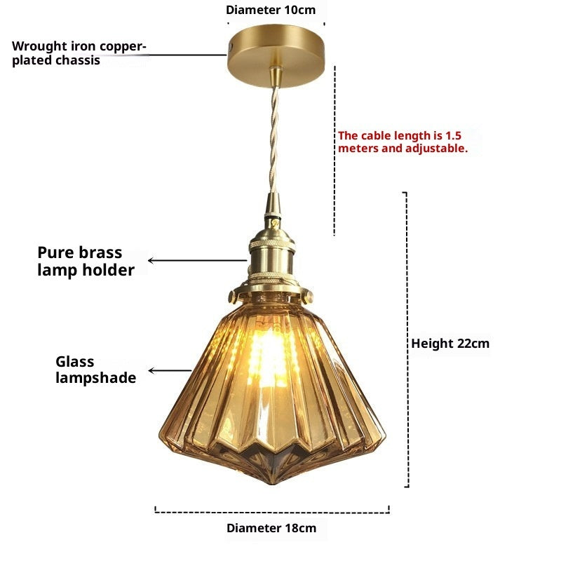 Brass Glass Pendant Light Nordic Japanese Style