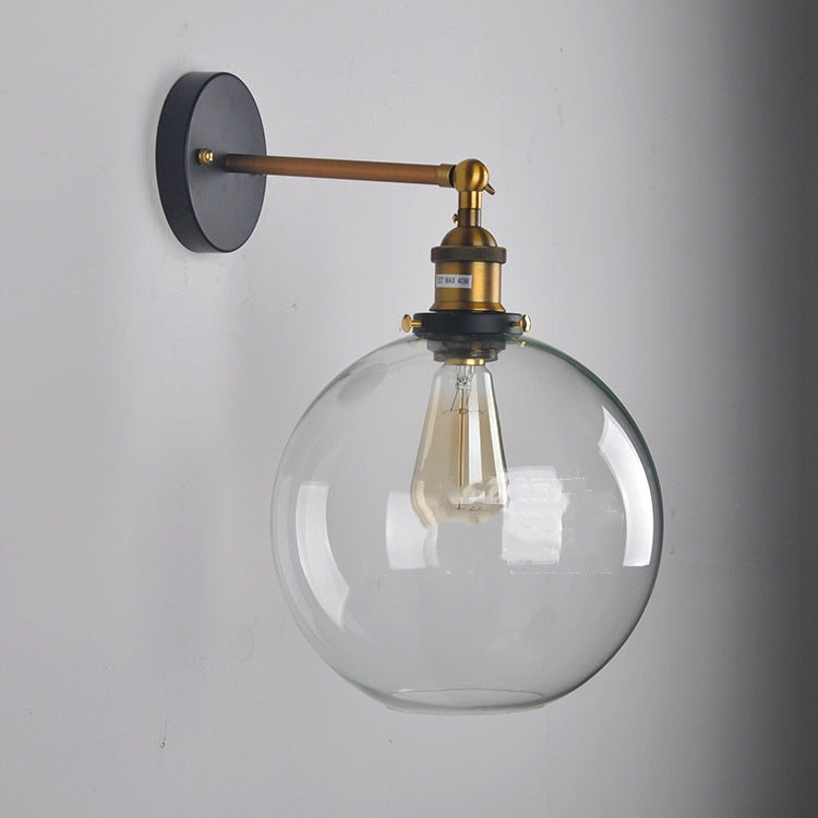 Retro Glass Ball Wall Lamp - Round Amber Light
