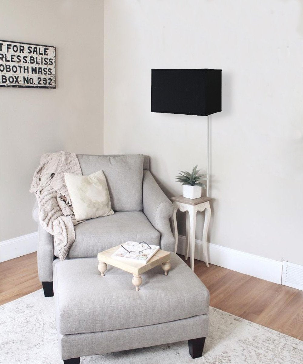 16"W Floating Shade Plug-In Wall Light Black