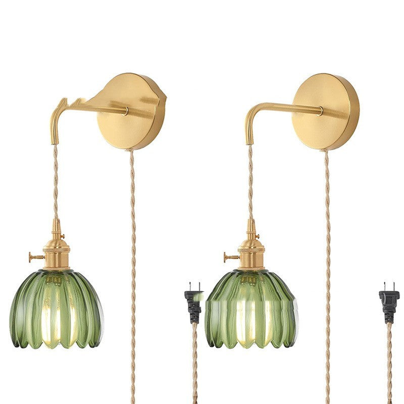 Retro Japanese Style Copper Glass Amber Chandelier